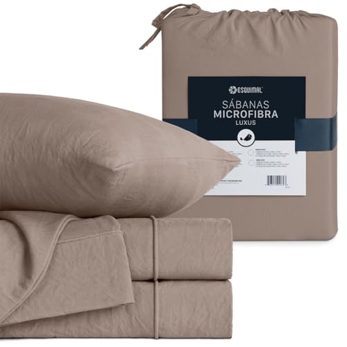 La Mejor Selección de Sábanas - los preferidos. 43 ESQUIMAL Juego de Sábanas Microfibra Micro-Luxe Tipo Lino Prelavado para colchones de hasta 40 cms (Café, King Size)