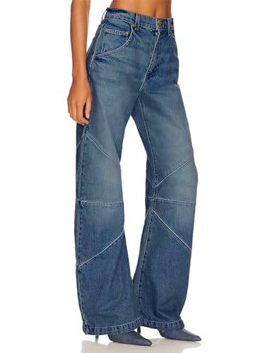 PLNOTME Womens High Waisted Barrel Jeans Casual Loose Boyfriend Wid Leg Denim Pants3