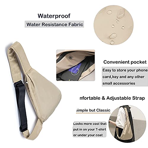 Croogo Anti-Theft Shoulder Backpack Sling Chest Bags One Strap Daypack Waterproof Crossbody Bag,Beige #TOP3