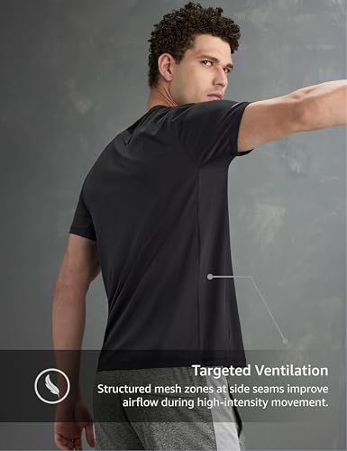 Image of Symbol Premium Men's Solid Regular Fit Sports Stretch T-Shirt | Round Neck | Raglan Sleeve | Moisture-Wicking | Activewear | Running | Gym | Plain (Available in Plus Sizes)