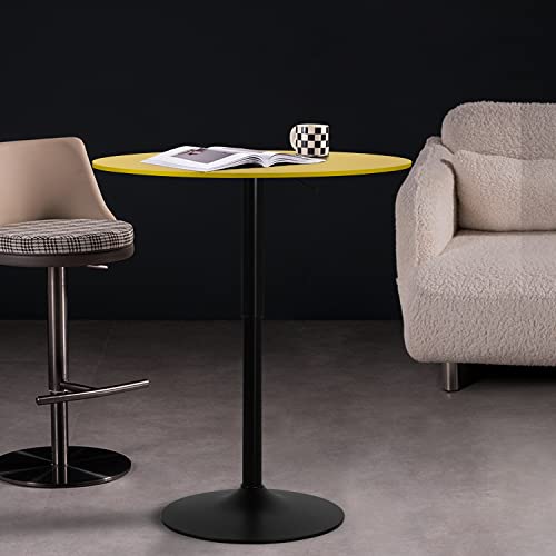 Monibloom Bar Table Round Cocktail Table, 31.5 Inch Adjustable-Heigh Pub Table Sturdy Base Bistro Table For Dining Room Home Kitchen Patio Bistro, Yellow #TOP1