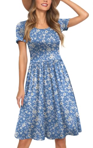 Image of Womens Short Sleeve Empire Waist Dresses Casual Summer Dress