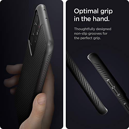 Image of Spigen for Galaxy S21 Ultra Case, Liquid Air [No Magnet Ring] [Military-Grade Protection] - Matte Black