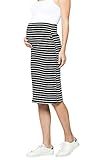 My Bump Maternity Skirt for Women - Comfort Stretch High Waisted Tummy Control Cotton Blend Midi Pencil Skirt Made in USA Black White Medium