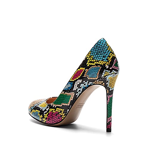 Eldof Womens High Heel Pumps Round Toe Court Shoes 10cm Stilttoes Patent Leather Pump Heels3