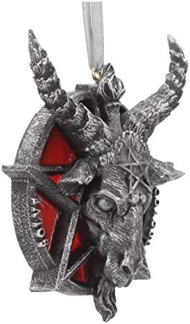 Nemesis Now Baphomet Head Red Pentagram Hanging Decorative Ornament 9.5cm, Resin, Black