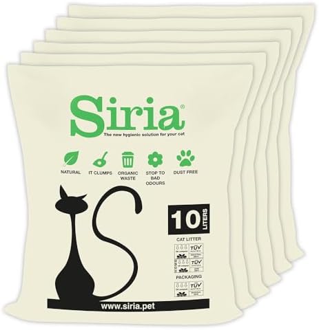 Siria-60L-Arena para Gatos Vegetal y Aglomerante-Set 6 Bolsas de ...