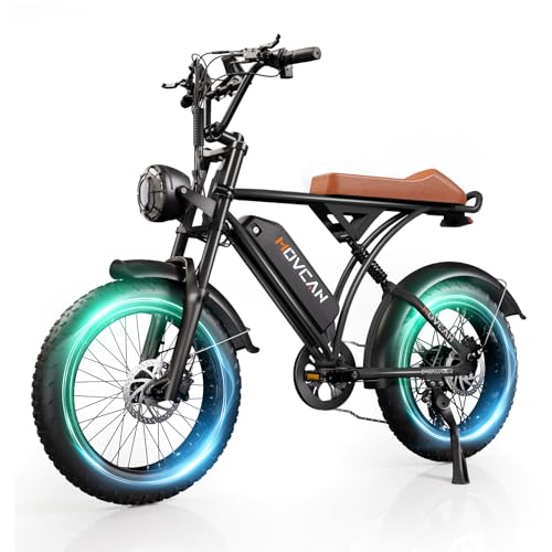 Movcan V60 Pro Electric Bike, 48V 18.2Ah Removable Battery 20â€ Fat Tire Electric Bike, 1500W Motor 33MPH Top Speed Electric Motorcycle, 7 Speed Dual Hydraulic Brake Ebikes for Adults Electric, Brown