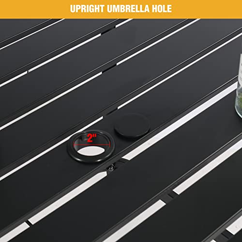 image for ALBOMI Outside Patio Table with Umbrella Hole, 37 Inch Metal Square Ou