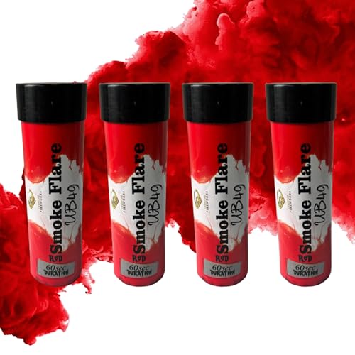 4 x Red Smoke Flares Pull Ring Ignition Party Pack of Effects for Paintball, Weddings, Photoshoots & Special Effects