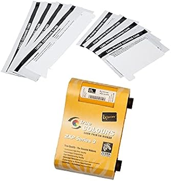 Zebra 800033-840 Color Ribbon and DuraClean DC 105999-302 Cleaning Kit for The Zebra ZXP Series 3 Printer