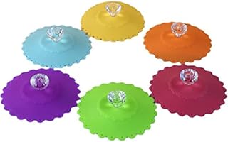 Fellibay Silicone Cup Lids Diamond Flexible Mug Covers Reusable Tea Coffee Cup Covers Anti-dust Airtight Seal Cup Lids Glass Cup Universal Lids for Home Kitchen Using 6pcs