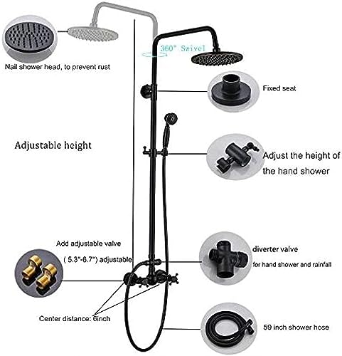Robinet de douche complet avec douchette à main et colonne de douche noire - 4