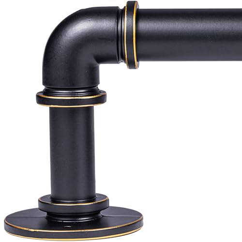 Antique Brass Curtain Rod for Windows 18 to 45 Inches,1 Inch Adjustable Drapery Pole,Heavy Duty Outdoor/Indoor Modern Curtain Rods,Easy Installation(A