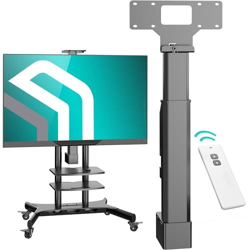 ONKRON Electric TV Lift Mechanism with Remote for TV Stand on Wheels, Motorised TV Mount for Screen up to 90 kg - Electric Monitor Lift for TV Cart/Motorised Television Stand on Wheels AMT1800-B Black