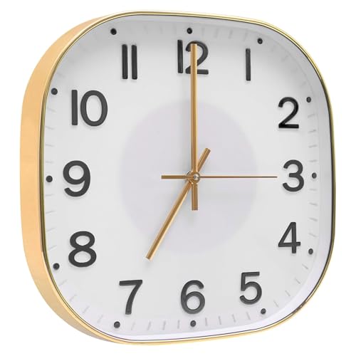 Image of TEKCOOL Plastic Analogue Wall Clock 12 inch Silent Quartz Decorative Wall Clock Non-Ticking Classic Clock Battery Operated Round Easy to Read for Room /Home /Kitchen /Bedroom /Office /School.White Gold-