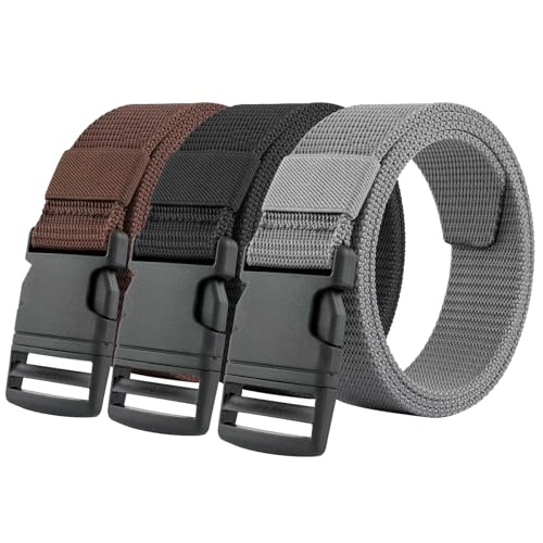 AQKTADXI Mens Belts Ultimate Nylon Buckle Belt for Men VersatileTactical Belt Golf Belt and Adjustable. Mission Belts for Men 3Pack