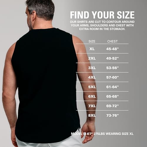 STRONGSIZE Big and Tall Men’s Muscle Tank Tops – Sleeveless Muscle Shirts for Men – Longer Length, Premium Stretch Cotton4