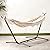 Amazon Basics Double Hammock with 9-Foot Space Saving Steel Stand and Carrying Case, 450 lb Capacity, Beige Stripe with Lace, 110 x 47 x 43 inches