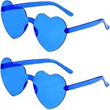 HEART GLASSES: 2 pairs of heart shaped rimless sunglasses, suitable for most face shapes, can match with your various clothes, to show your own style, or any outdoor event where you want to stand out from the crowd DESIGN FEATURES: Heart-shaped frame...