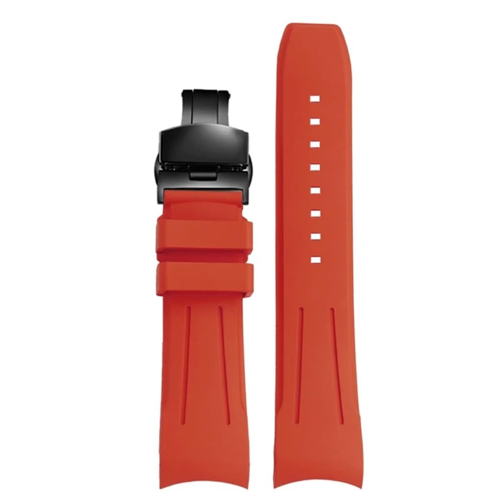 Correa de Reloj de Caucho de 20 mm y 22 mm con Extremo Curvo para Relojes Longines Pioneer L3.812/820 Pilot, Resistente al Agua, de Silicona para Hombre (Negro, 20 mm) (Rojo, 22 mm)