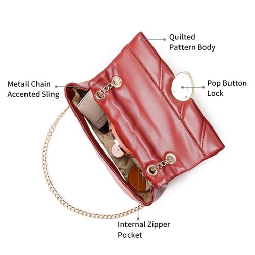 Image of Fastrack Puff Sling with Detachable Pouch | Faux-Leather Women's Handbags | Sling for Casual Carry
