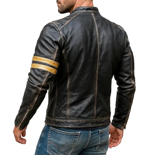 Image of Men Premium Distressed Brown Padded Armored Cowhide Leather Coat | Vintage Cafe Racer Protective Moto Jacket