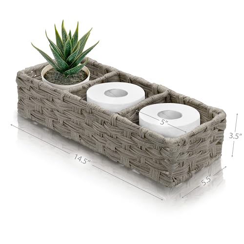BROOKSTONE-2-PACK-SET-Wicker-Storage-Basket-Boho-Organization-and-Storage-Container-Decorative-Shelf-Bin-Over-the-Toilet-Paper-Reserve-Suitable-for-Any-Home-Decor-Style BROOKSTONE 2 PACK SET Wicker Storage Basket Boho Organization and Storage Container Decorative Shelf Bin Over the Toilet Paper Reserve Suitable for Any Home Decor Style