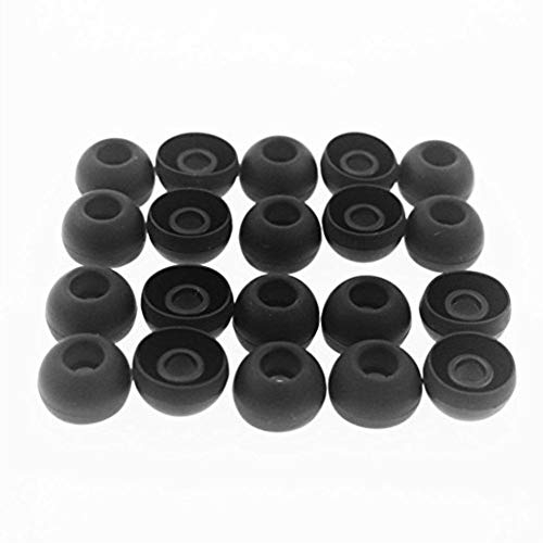 Un-brand 20 tapones de repuesto para auriculares intrauditivos de goma de silicona para la mayoría de las marcas de auriculares intrauriculares, color negro, duraderos y útiles