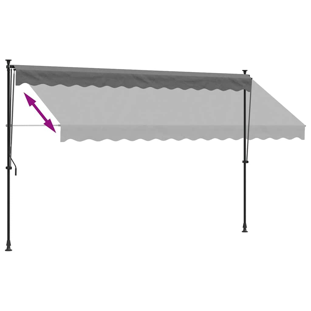 Markiza zwijana, antracytowa, 350 x 150 cm, tkanina odporna na promieniowanie UV, rama stalowa, zadaszenie tarasu do użytku na zewnątrz
