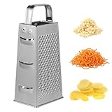 FELTECHELECTR Gemüsereibe mit Vierkantklingen und Edelstahlgehäuse Manuelle Küchenreibe für Zesten Scheiben und Püree von Gemüse und Früchten