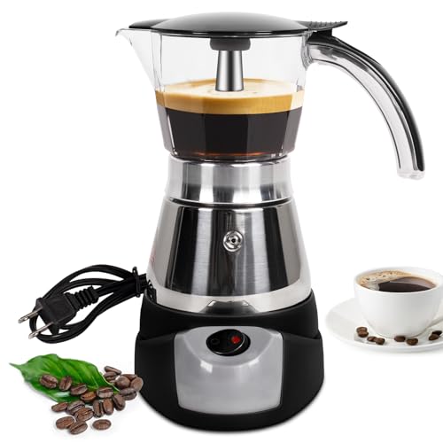 DITOSH Electric Moka Pot 3-6 Cup 150-300ml Plastic Transparent Stovetop Espresso Maker Portable Stainless Steel Mocha Pot Percolator Italian Coffee Makers Greca Machine Cafe Classic for Home Camping by DITOSH - Used condition - US$34.92