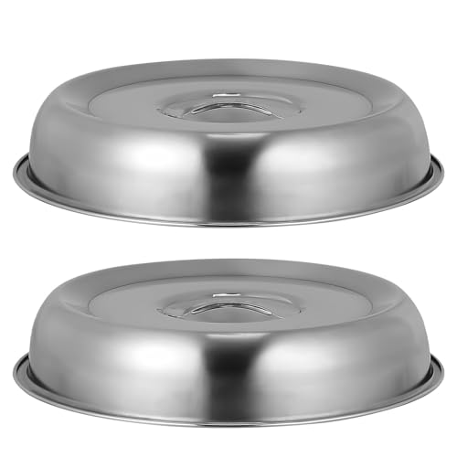 BESPORTBLE Tapa de Acero Inoxidable Redonda 20 CM para Bistec y Platos Set 2 Piezas Funda Protectora para Vajilla y Campana Extractora Herramienta de Cocina Doméstica