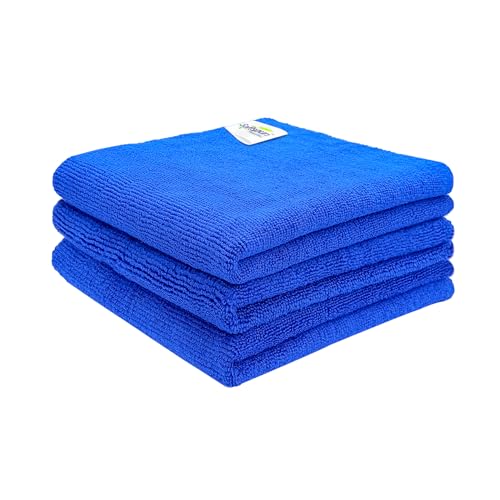 Image of SOFTSPUN Microfiber Cloth - 3 pcs - 40x40 cms - 340 GSM Blue - Thick Lint & Streak-Free Multipurpose Cloths - Automotive Microfibre Towels for Car Bike Cleaning Polishing Washing & Detailing