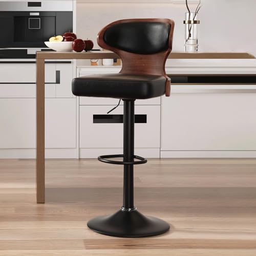 Hawthyhome FU01024 Barhocker 2er Set, Barstuhl Tresenhocker Bistrohocker, 360° Drehstuhl, Küchenstühle mit Rückenlehne und Fußstütze, für Lobby Tresen Küche Hausbar, verchromter Stahl