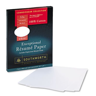 100% Cotton Resume Paper, 32lb, 95 Bright, 8 1/2 x 11, White, 100 Sheets/Box (1Box)