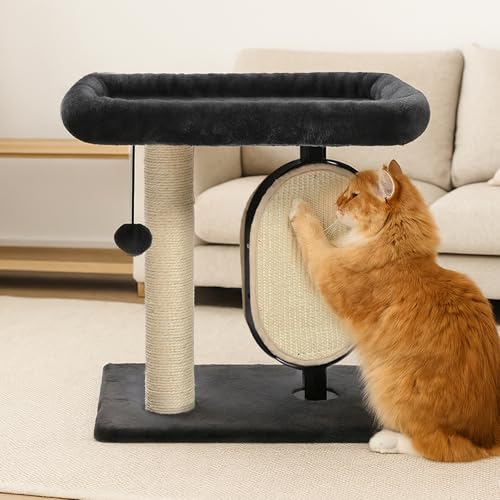 Image of Amazon Basics Single-Platform Cat Tree with Scratching Post and Pad for Indoor Cats, 15.7 x 11.8 x 18.5'', Gray