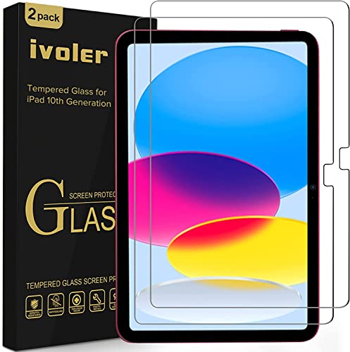 ivoler Pack de 2 Film de Protection d’écran en Verre Trempé pour iPad 10 (10,9 Pouces, Modèle 2022, 10ème Génération), Ultra Résistant Dureté 9H Glass, Anti Rayures, sans Bulles Cover