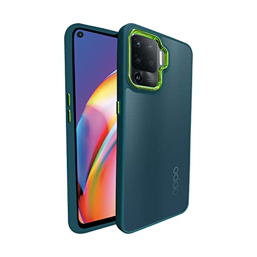 Image of A rtistque Frosted Translucent Back Cover Case for Oppo F19 Pro | Electroplated Chrome Ring | Raised Camera Edges for Protection | Smooth Sides TPU - Green