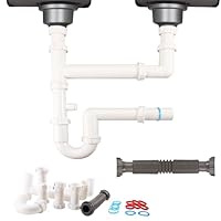 QruiLanTu Universal 1-1/2\ Küchenspülen-Ablaufset, platzsparender Küchenablauf-Siphon mit einziehbarem flexiblem Schlauch, komplettes Spülbecken-Ablaufrohr-Austauschset (DIY-Installation)