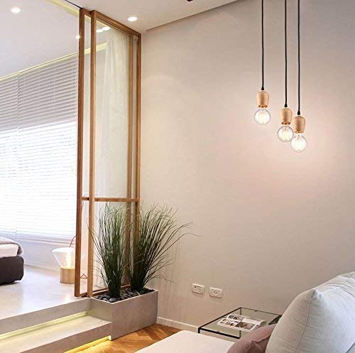 Plafonnier multi suspension bois ajustable luminaire plafond DIY chic