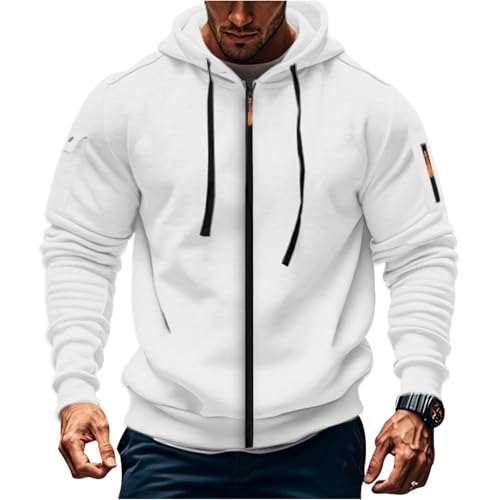 Oversized Zip up Hoodie for Men Casual Drawstring Hooded Sweatshirt Fall Winter Fleece Pullover Tops with Pockets - Main Image
