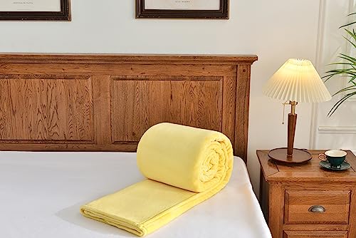 Kingole Flannel Fleece Microfiber Throw Blanket, Luxury Yellow Twin Size Lightweight Cozy Couch Bed Super Soft And Warm Plush Solid Color 350Gsm (66 X 90 Inches) #TOP1