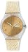 Swatch Golden Dial Golden Sparkle Silicone Ladies Watch SUOK704