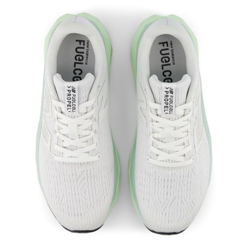 New Balance Women's FuelCell Propel V5 Running Shoe, White/Melon Water/Clay Ash, 5.5 M