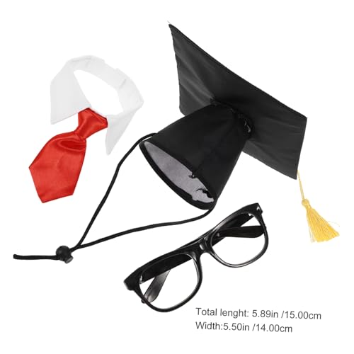 Set para perro Gorra y Corbata de graduación en rojo miniatura 2