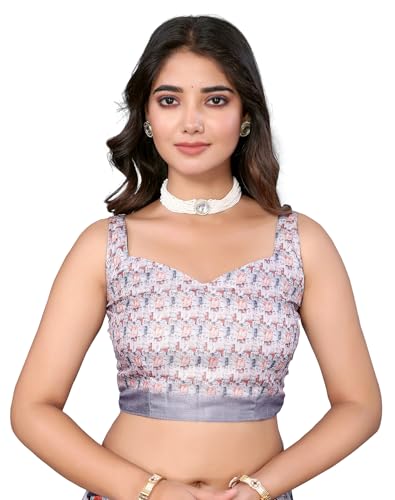 Sari indio KULIA de seda artificial multicolor y blusa ajustable premium 6