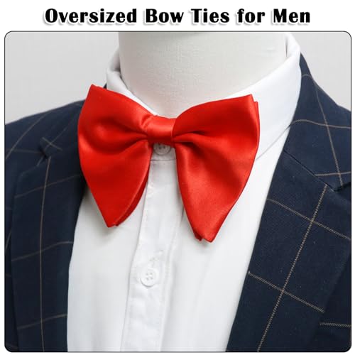 Image of Luckyvestir Oversized Bow Ties for Men, Black /Red Big Bow Tie, Solid Color Pretie Bowtie Men for Tuxedo Wedding