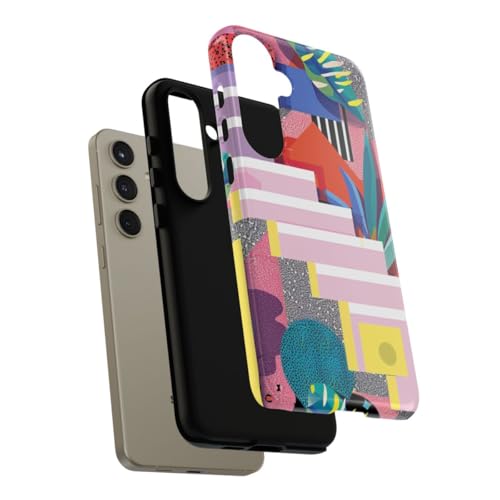 Coque Samsung S24 Plus multicolore géométrique et botanique rigide