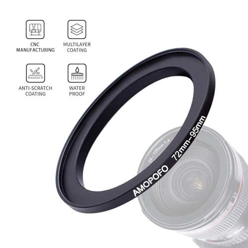 Image of 72mm to 95mm Step-Up Ring Filter adapter /72mm to 95mm Camera Filter Ring for 95mm UV,ND,CPL,Metal Step Up Ring